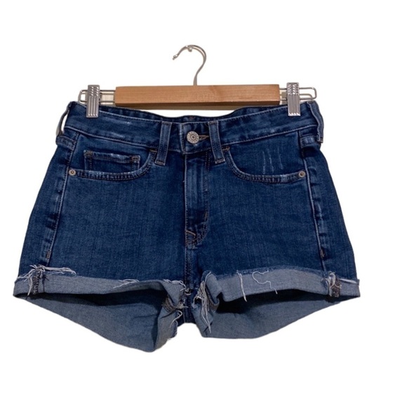 Express navy blue denim shorts . Relaxed low rise. Size 00 - Picture 1 of 8